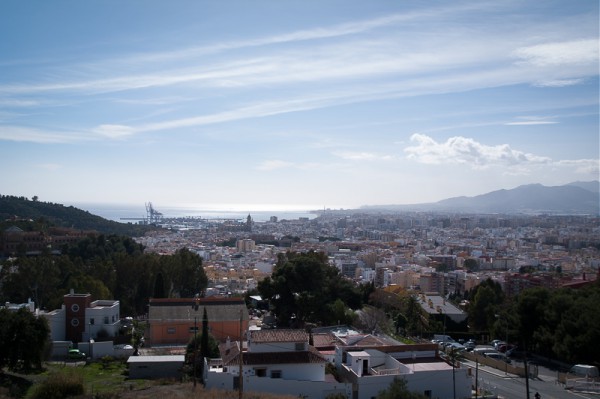 Nice view with ocean and blue sky from upper side of the town 